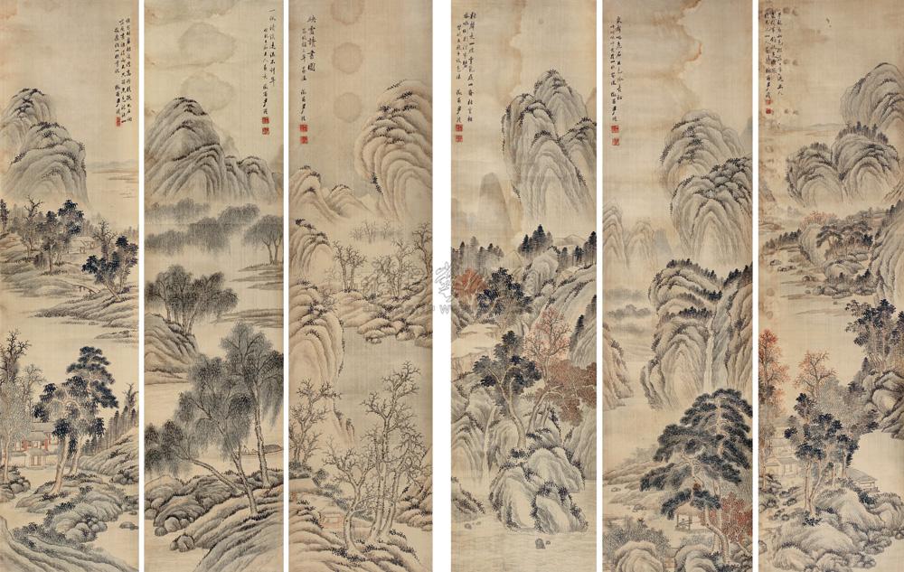 2224山水六条屏六条屏绢本