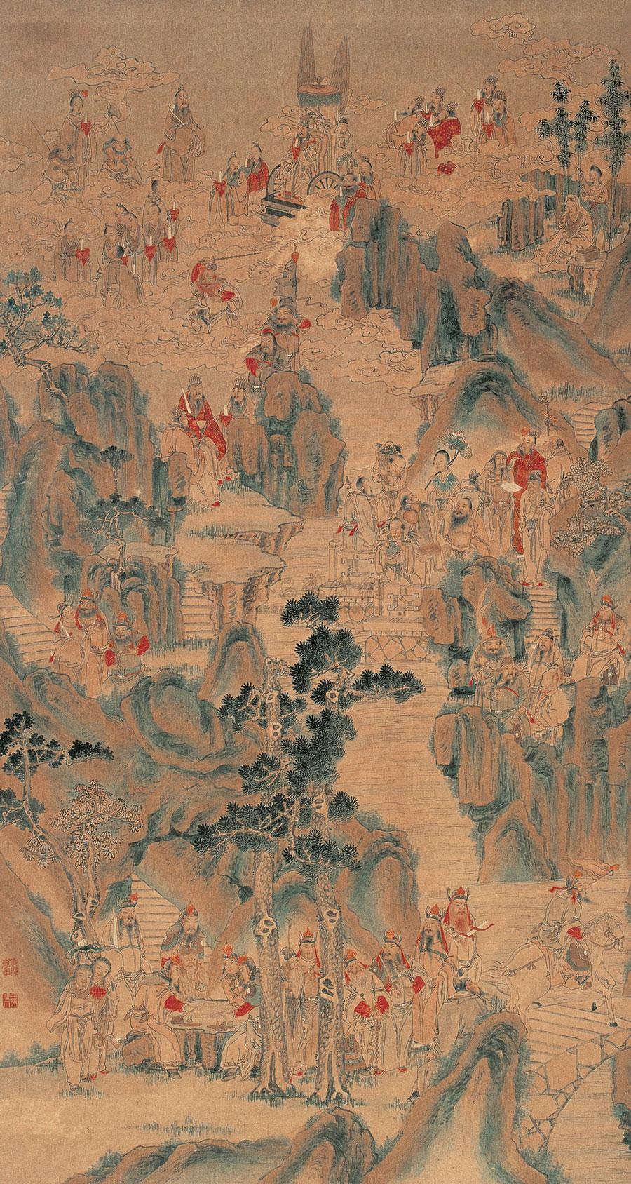 0491神仙图立轴设色纸本