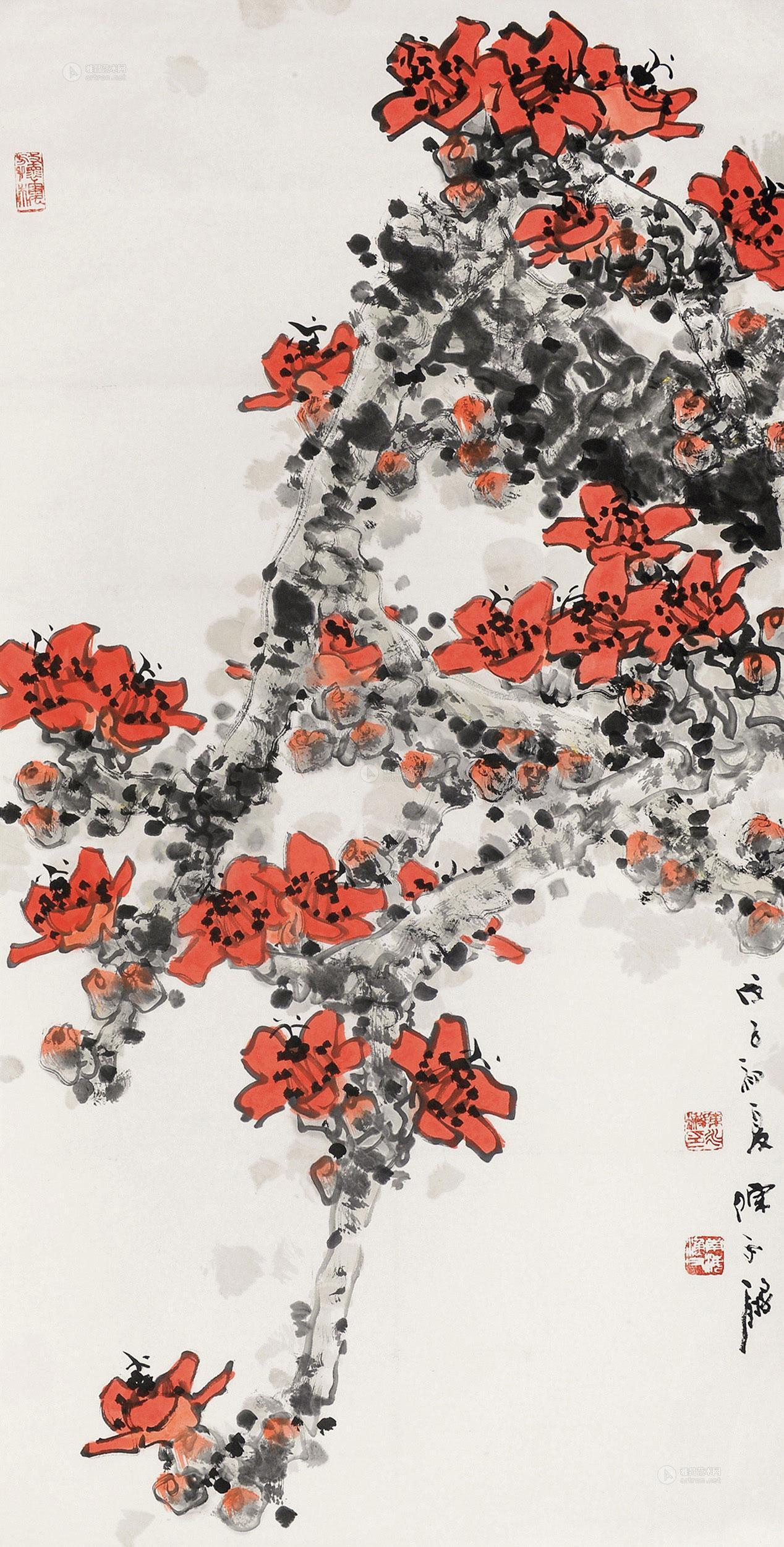 【戊子(2008年)作 红棉 镜片 设色纸本】拍卖品_图片_价格_鉴赏_绘画