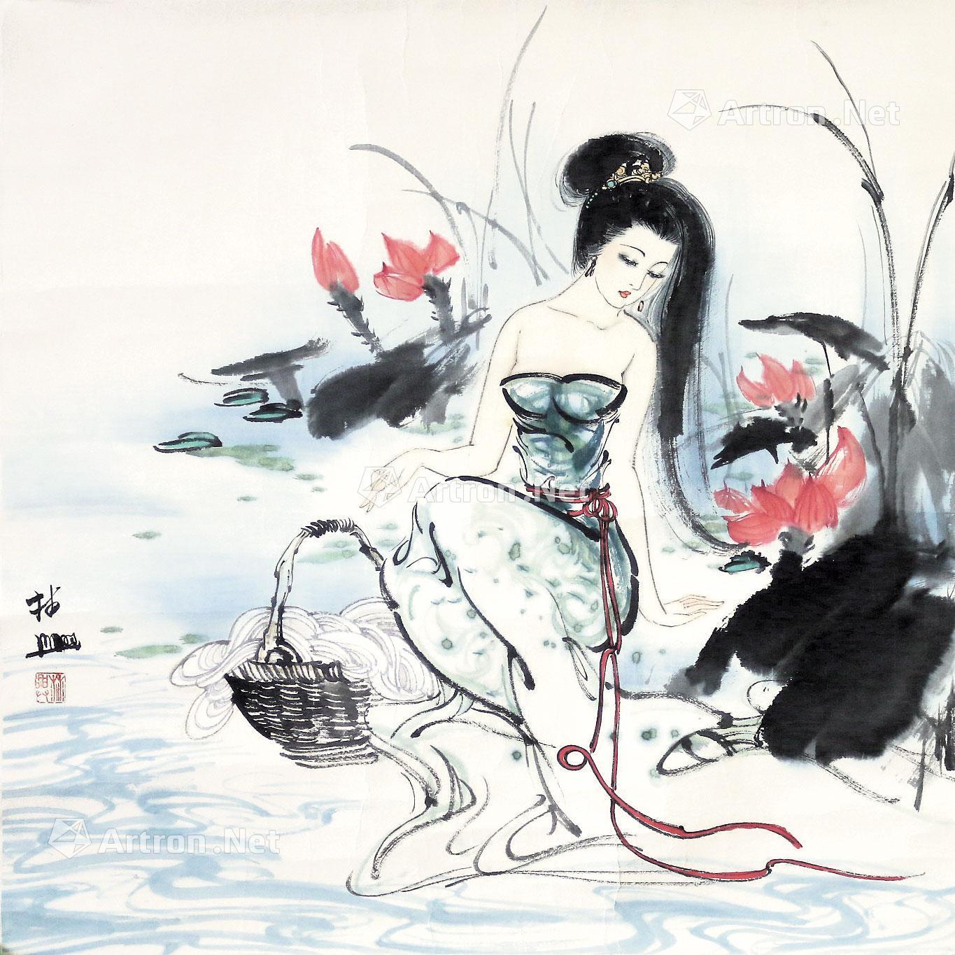 0148浣纱图镜片