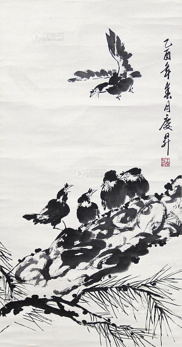 0577八哥立轴水墨纸本