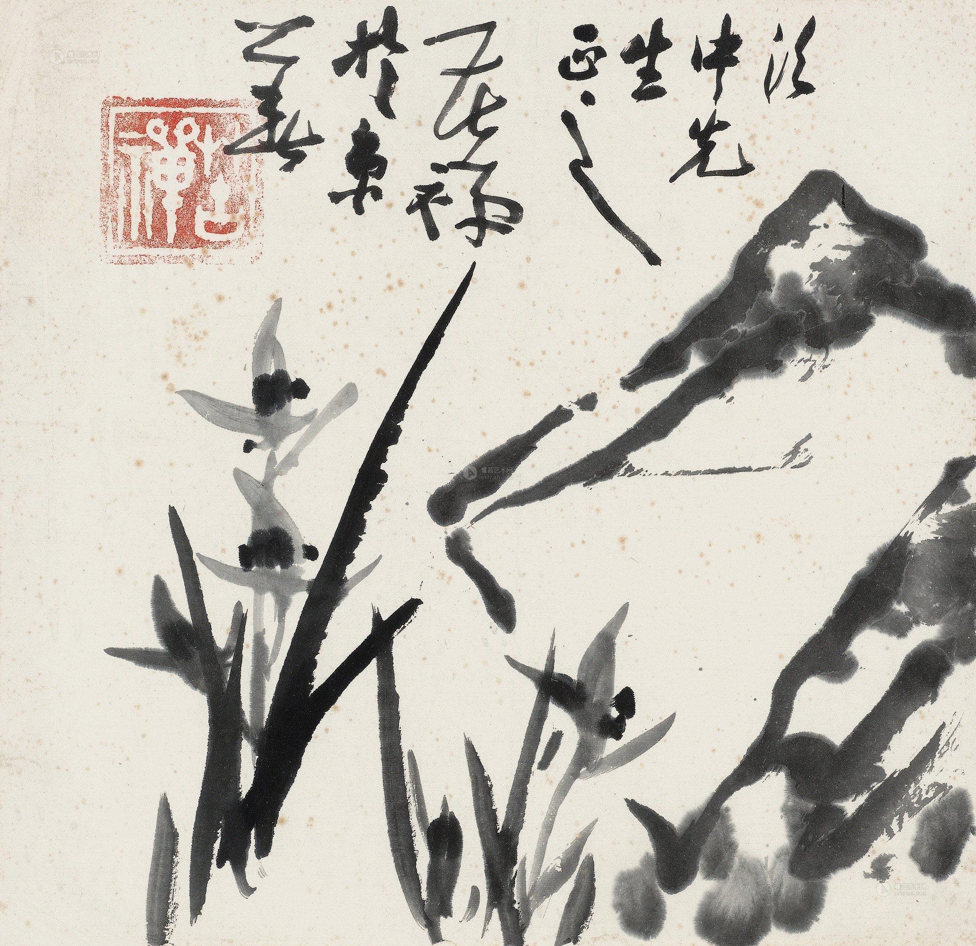 【兰石图 镜心 水墨纸本】拍卖品_图片_价格_鉴赏