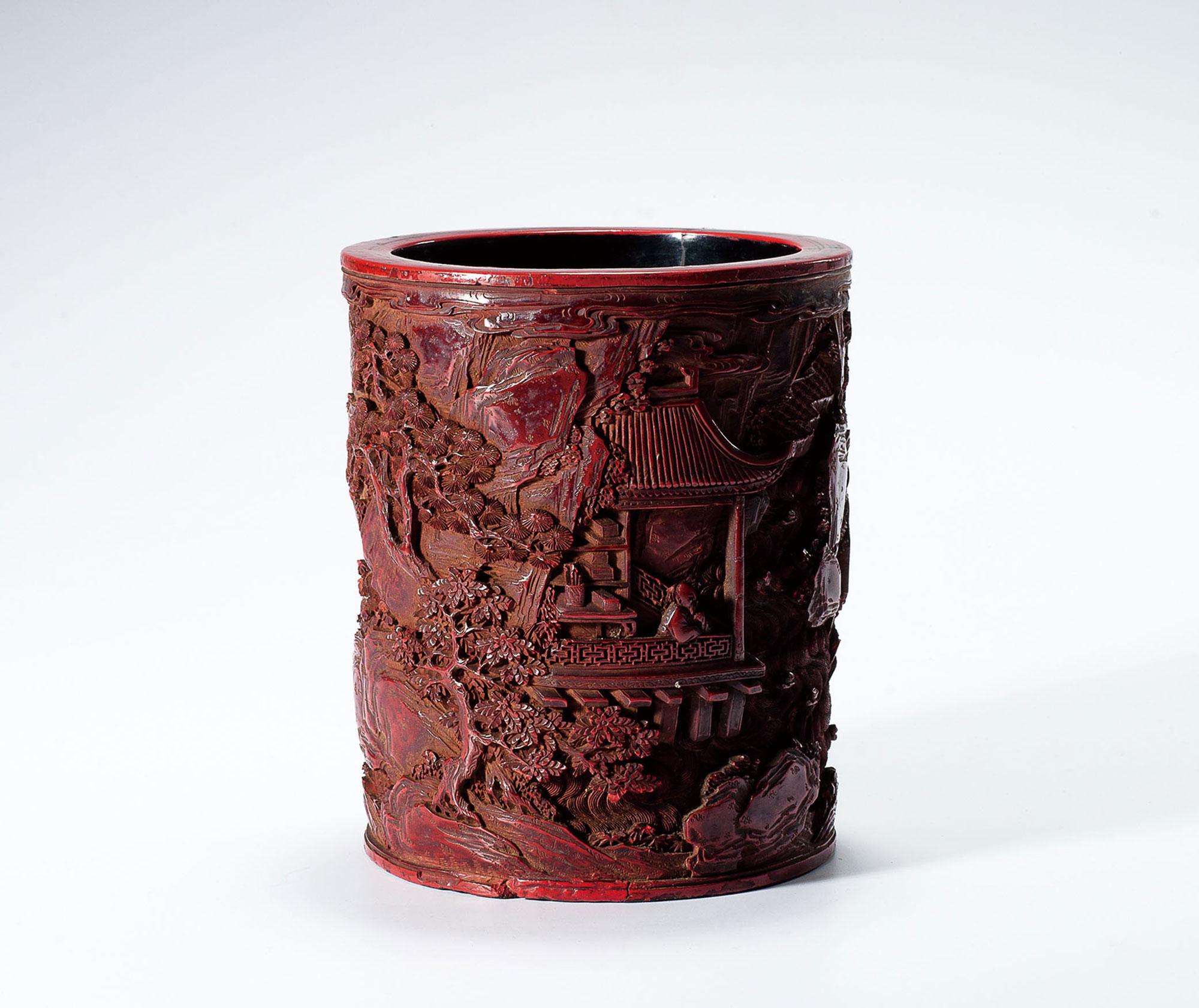 【清乾隆 漆雕《兰亭序》全景笔筒】拍卖品_图片_价格_鉴赏_漆器_雅昌