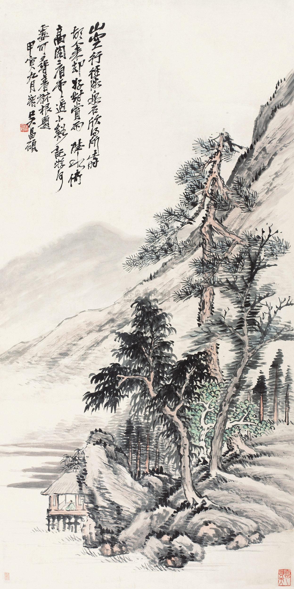 16721914年作山水立轴设色纸本